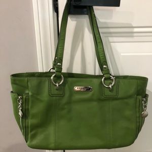 Leather coach shoulder bag